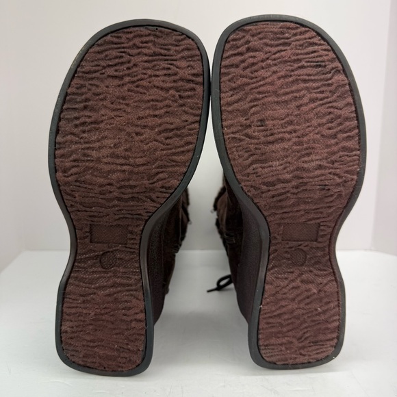 Vintage Y2K L.e.i. size 10 Women’s Brown Faux Suede Fur Trim Winter Wedge Boots - Picture 7 of 9